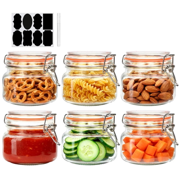 16 Oz Gljars With Airtight Lids And Leak Proof Rubber Gasketmason Hinged For Kitchen Storcontainers 6 Pack