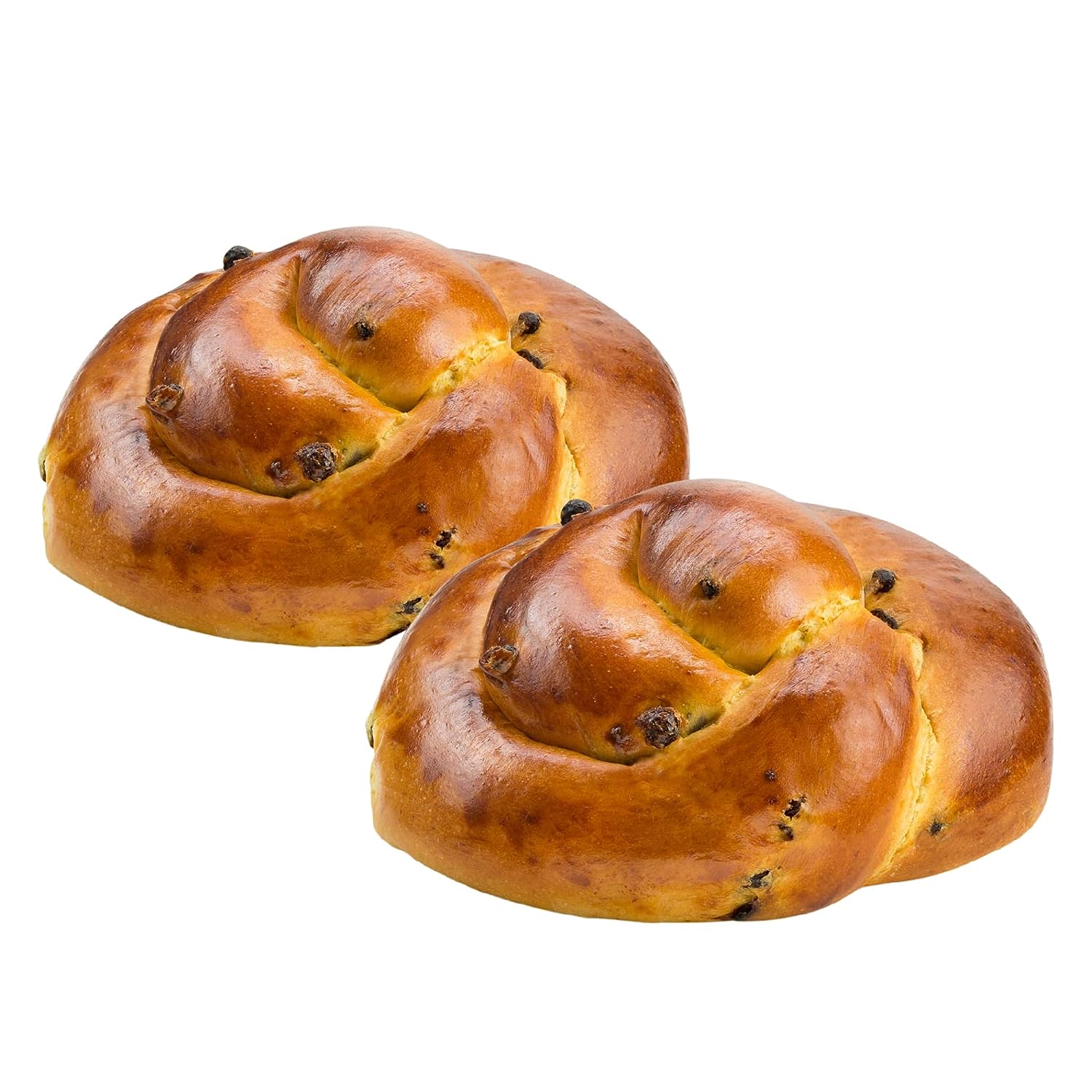16 Oz Round Raisin Challah Bread [2 Pack] Traditional Braided Raisin