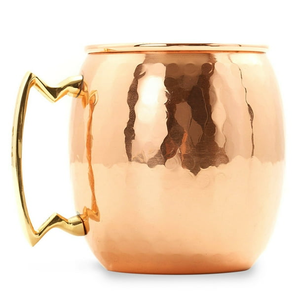 16 Oz. Solid Copper Moscow Mule Mugs, Hammered Finish, Set of 4