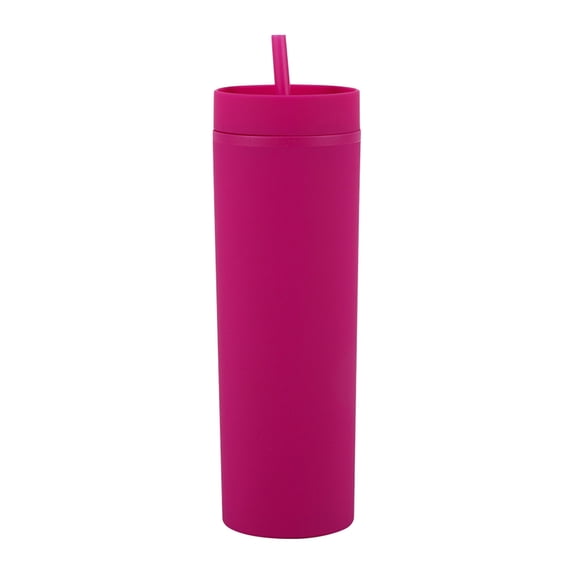 16 Oz Tumbler with Lid & Straw - Double Clear Plastic Cup, Leak-Proof, Multiple Colors, Ideal for Drinks, Gift for Holidays