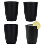 16 Oz Wheat Straw Cups, Set of 4 Unbreakable Plastic Drinking Cups, Dishwasher and Microwave Safe, Stackable and Shatterproof Drink Tumblers,Reusable Cups for Kitchen, Home, Office Use,Black
