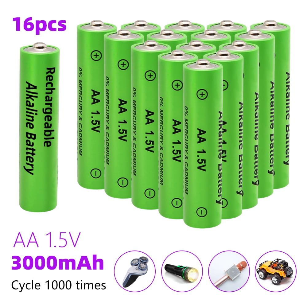 (16 PACK)Alkaline Double A Batteries,DFITO 3000mAh 1.5V Rechargeable AA
