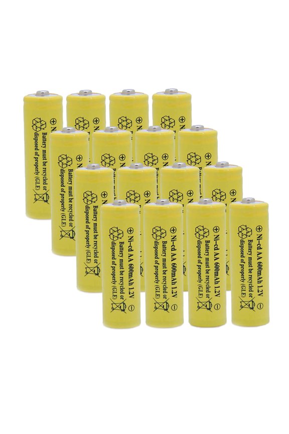 (16 PACK)Solar Light Batteries AA NiCd AA 600mAh 1.2V Rechargeable for Garden Lights Remotes Mice