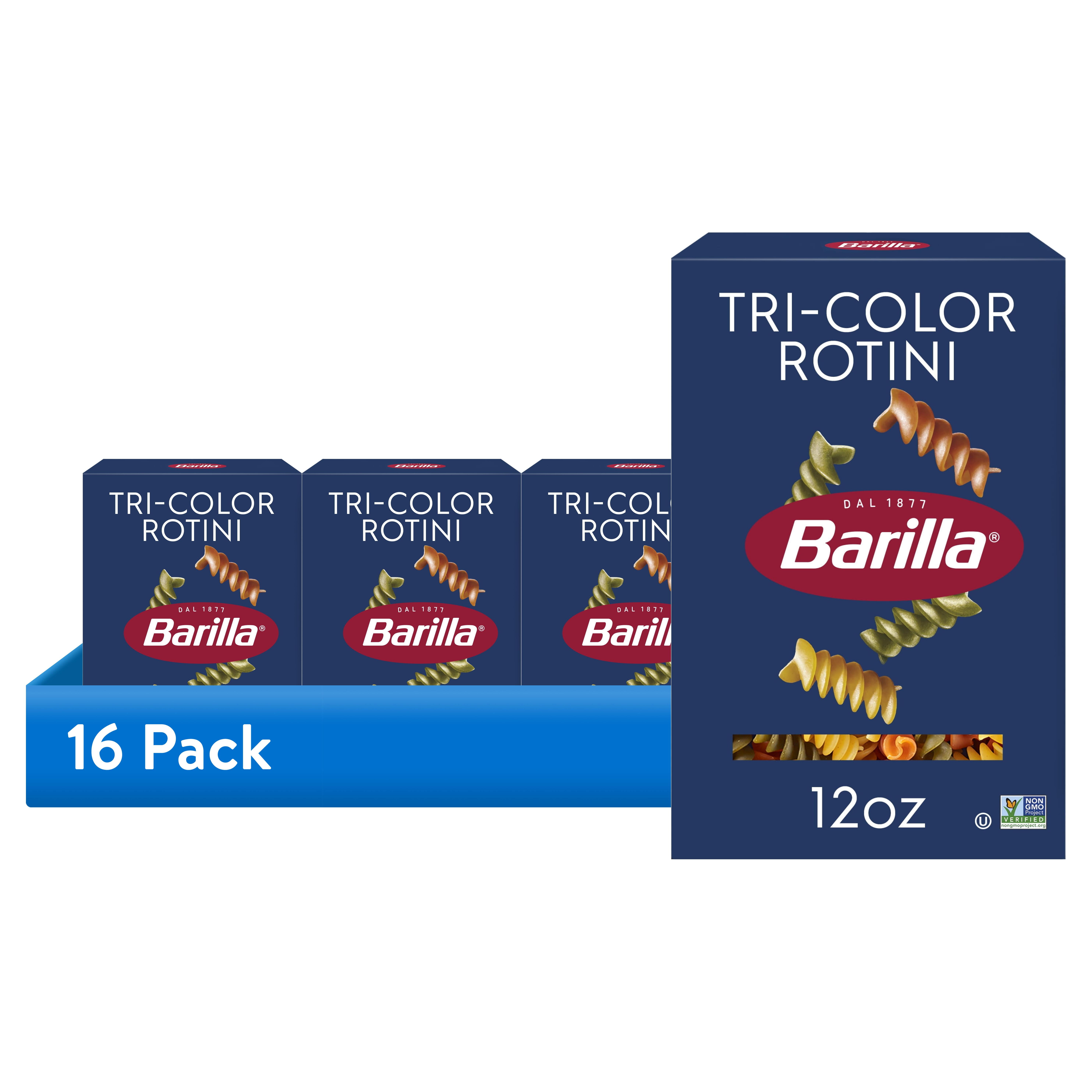 (16 pack) Barilla Classic Non-GMO, Kosher Certified Tri-Color Rotini Pasta, 12 oz