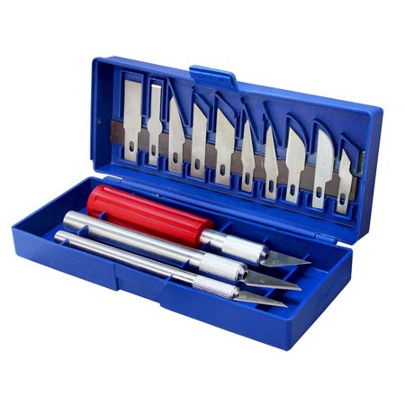 16 PC Hobby Knife Set Arts & Craft Kit Cut & Trim 3 Handles & 13 Blades