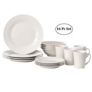 16 PC Rimmed Dinnerware Set for 4 - Mugs, Salad and Dinner Plates and Bowls Sets, High Quality Dishes with Highly Chip and Crack Resistant, Dishwasher and Microwave Safe, White