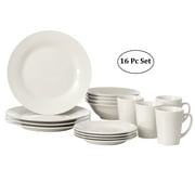 16 PC Rimmed Dinnerware Set for 4 Person Mugs, Salad and Dinner Plates and Bowls Sets, High Quality Dishes, Dishwasher