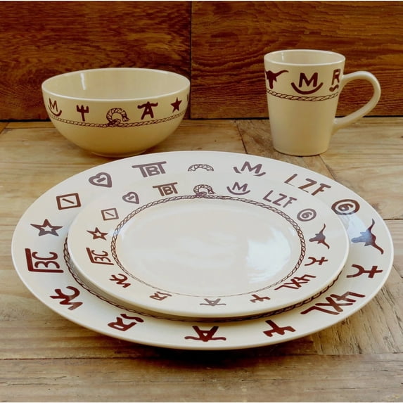 16 PC Western Brands Stoneware Dinnerware Set