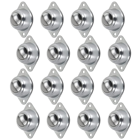 16 PCS 3/4 Inch Roller Ball Transfer Bearing, Flange Mounted Carbon Steel Round Unit, Universal Rotation Casters for Conveyor, Stand, Transmission, Load Capacity 55 lbs
