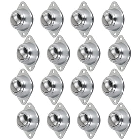 16 PCS 3/4 Inch Roller Ball Transfer Bearing, Flange Mounted Carbon Steel Round Unit, Universal Rotation Casters for Conveyor, Stand, Transmission, Load Capacity 55 lbs