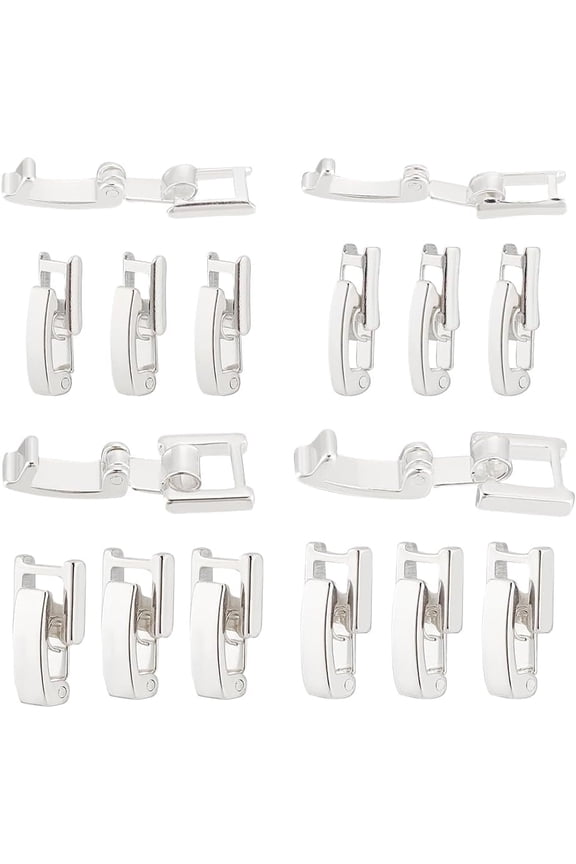 16 PCS 4 Style Brass Watch Band Clasp Bracelet Strap Clasp Silver Folding Necklace Extender for Watches Bracelets Necklaces Crafts Crafts 4 PCS/Style