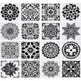 16 PCS 6"x6" Floral Pattern Stencils Plastic Journal Stencils Drawing