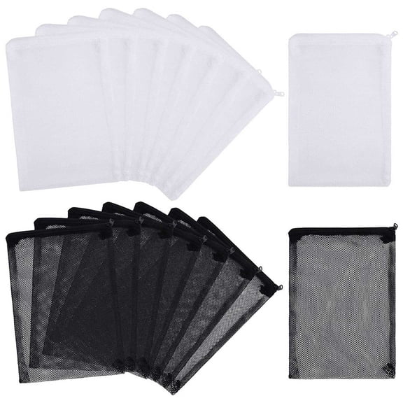 16 PCS Aquarium Mesh Media Filter Bags, Nylon Bags with Zipper (for Particulate Carbon), Bio Balls
