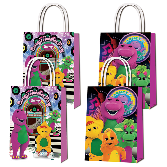16 PCS For Barney and Friends Theme Birthday Party Decorations Bags,Party Favor Bags,With 2 Handles Favor Bags Candy Gift Bags for Birthday Party Supplies