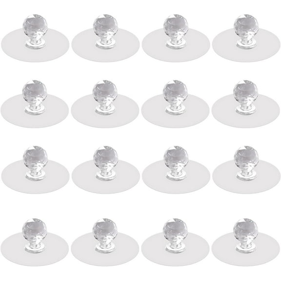 16 PCS Cabinet Drawer Pull Knobs - Self Adhesive Clear Acrylic Crystal Shaped Pulls Handles Knobs for Wardrobe Kitchen Cupboard Bathroom Dresser Furniture Door Window