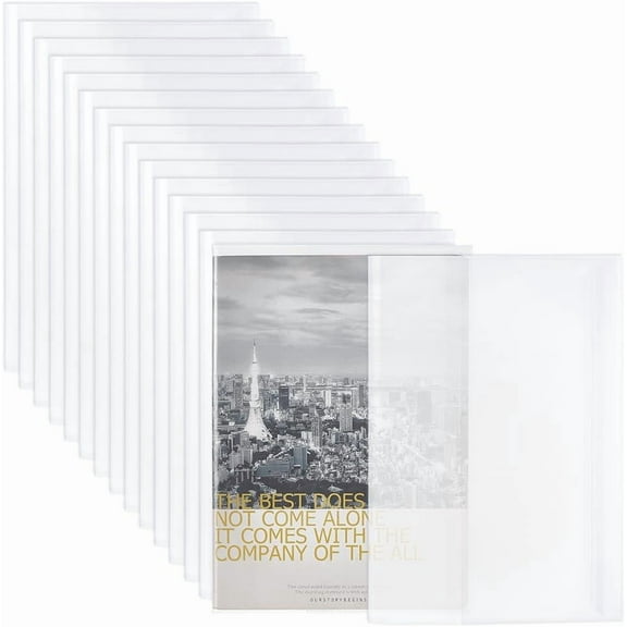16 PCS Clear Book Covers 16.2x10.5inch Plastic Transparent Plastic Sleeve Covers for Books Rectangle with Self-Adhesive Closure Waterproof Dustproof Book Covers DIY