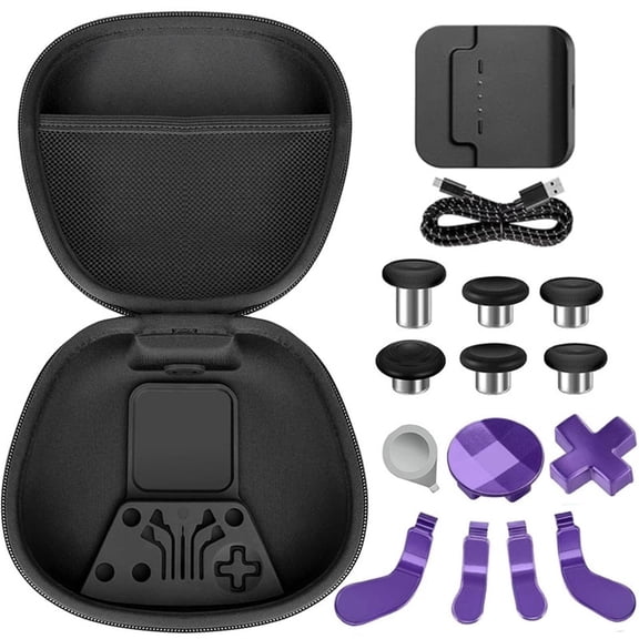 16 PCS Complete Component Pack for Xbox Elite Controller Series 2 Core,Accessories Include 1 Carrying Case, 1 Charging Dock&Cable, Metal 6 Joysticks, 4 Paddles, 2 D-Pads, 1 Adjustment Tool,Purple