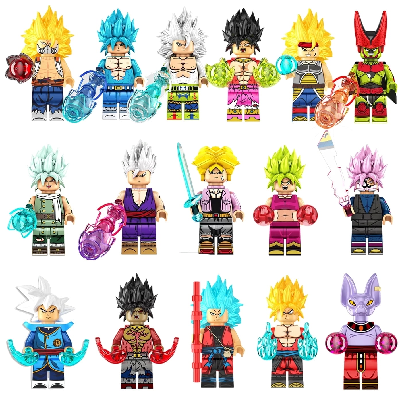 16 PCS Dragon Ball Z Action Figure Toys Set, 1.77 inch Collectible Anime DBZ Goku Minifigures Building Blocks Kits for Kids and Fans Birthday Gift, Christmas Gift