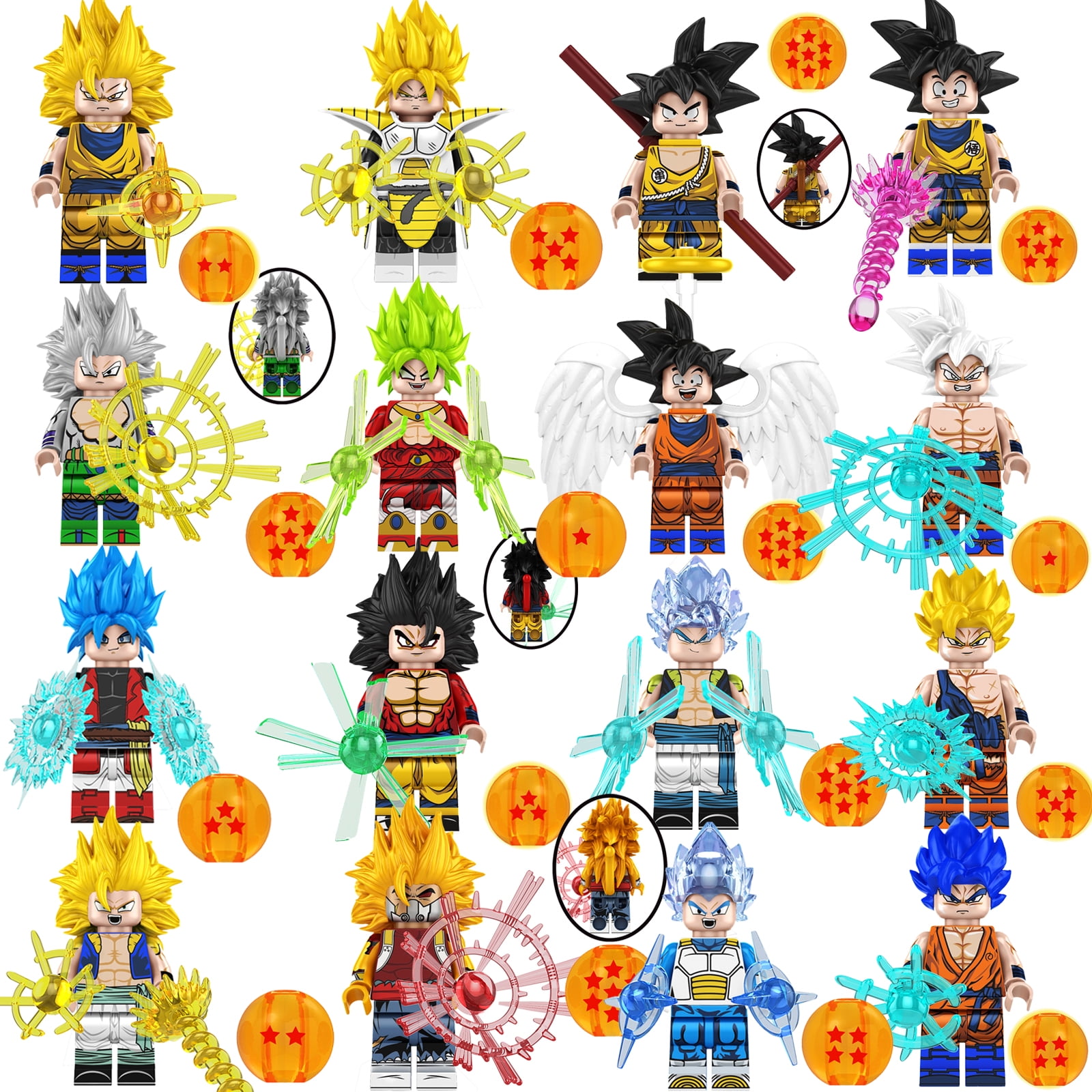16 PCS Dragon Ball Z Minifigures Building Blocks, Collectible Anime DBZ Goku Action Figures Building Toys for Kids Birthday Christmas Gifts