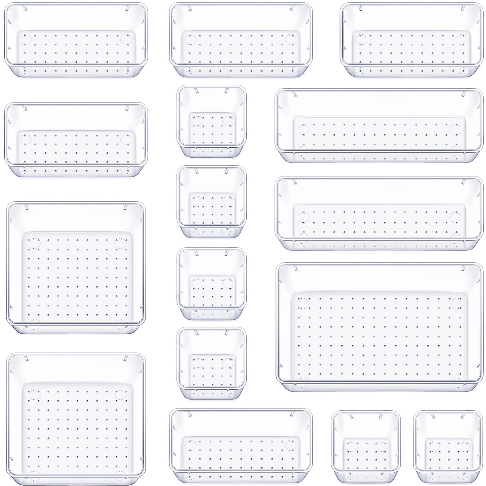 Whitmor 67893065 6 Section Clear Drawer Organizer