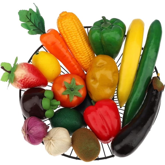 16 PCS Fake Realistic Plastic Vegetable Artificial Lifelike Fruit Model Decoration Christmas Home Faux Photography Props Garnish Party Festival
