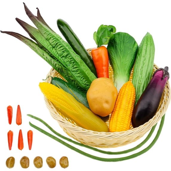 16 PCS Fake Realistic Plastic Vegetable Artificial Lifelike Fruit Model Decoration Christmas Home Faux Photography Props Garnish Party Festival