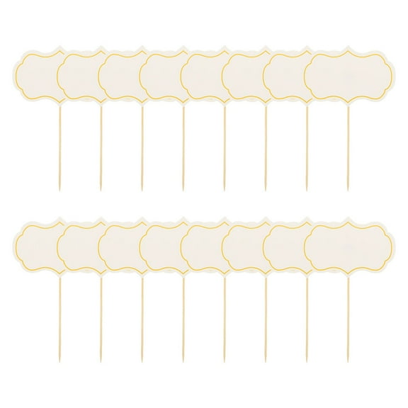 Reusable Blank Cupcake Sign Sticks for Food Display decorations 16PCS White Paper Wood Mini Cake Toppers