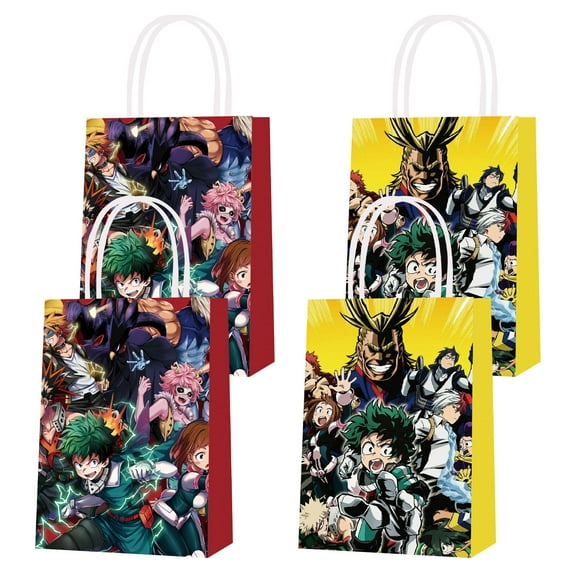 16 PCS For My Hero Academy Cartoon Theme Birthday Party Decorations Bags, With Handles Favor Bags Candy Gift Bags for Party Favor Bags
