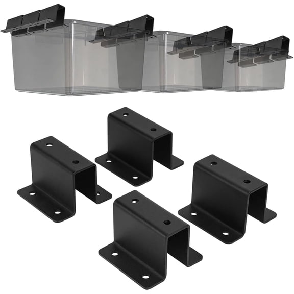 16 PCS Garage Ceiling Bin Storage Rack, Overhead Heavy Duty Tote Rail, Adjustable System for Most Bins, Totes (Black)