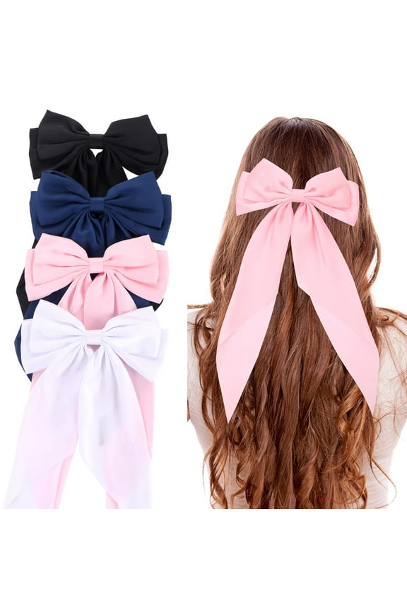 16 PCS Hair Bows for Women,Hair Ribbon Hair Bows With Long Tail,Hair Bow Clips Hair Barrettes for Women Accessories