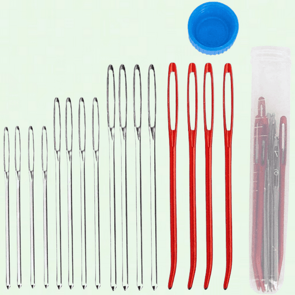 16 PCS Jumbo Bent Tip Tapestry Needles and Large-Eye Blunt Steel Darning Yarn Needles Sewing Needles for Knitting Crochet