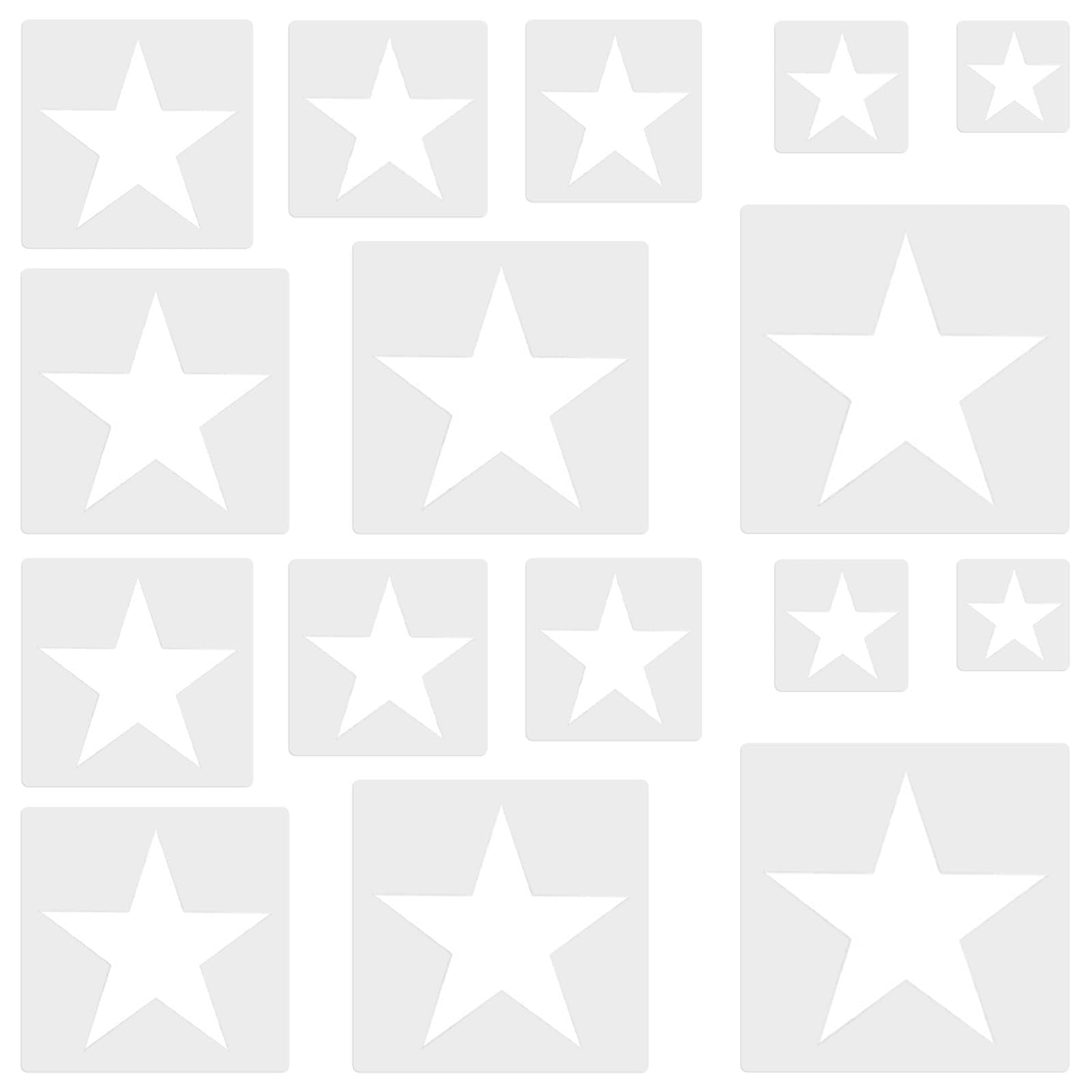 16 PCS Large Star MSF2 Stencil, Star Stencils Different Sizes for