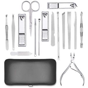 16 PCS Manicure Pedicure Set Nail Clippers Cuticle Grooming Stainless Steel Kit With Case by NSA ELECTRONICS