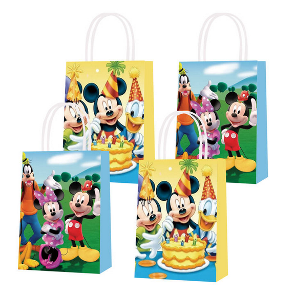 16 PCS For Mickey Theme For Mouse Birthday Party Decorations Bags, Party Favor Bags  2 Designs with Handles, Ideal for Birthday Parties, Events, and Gift Packaging