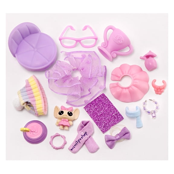 16 PCS Mini Chair Collar Glasses Hat Scarf Dress and More Accessories Set for lps Shorthair Cat Collie Great Dane Figurines