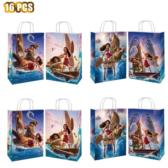 16 PCS Animation Paper Bags Ocean Theme Party Paper Gift Bags with Handle for Birthday Party Favor Treat Goodie Bags Party Decoration Supplies