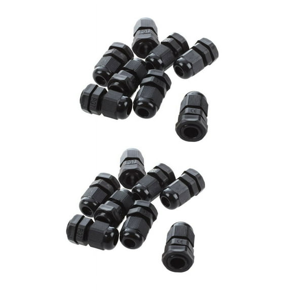 16 PCS PG7 Black Plastic Waterproof Cable Gland Connector 3-6.5mm
