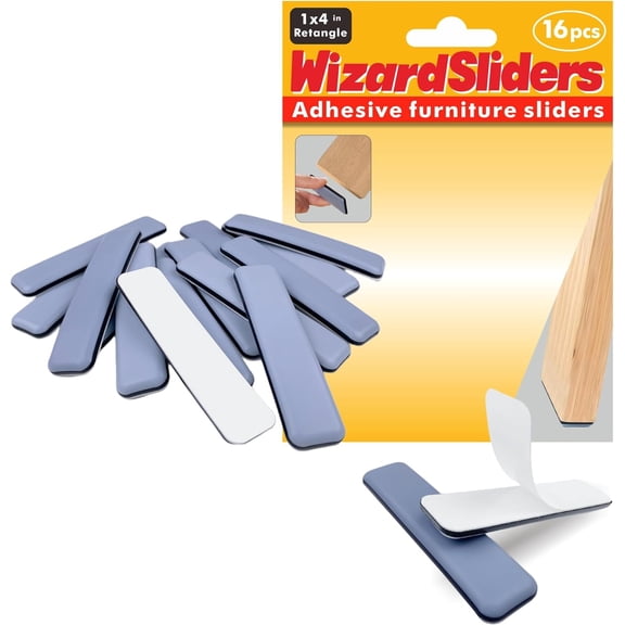 16 PCS PTFE(Teflon) 1" x4" Rectangle Furniture Glides Sliders, Sliders for Carpeted & Hardwood Floors, Self-Adhesive Floor Protector Pads,Furniture Feet Protectors