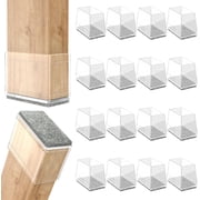 16 PCS Rectangular Silicone Chair Leg Protectors for Hardwood Floors, Clear Furniture Leg Caps with Felt Pads, Protect Wood or Tile Floors, Reduce Noise, Easy t