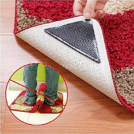 16 PCS Rug Pads Grippers, Non Slip Rug Tape, Premium Grippers for Rugs,Reusable Rug Stopper Apply to Tile Floors, Carpets, Floor Mats, Wall (Black)