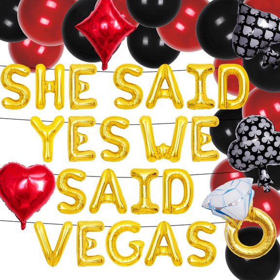 16 PCS She Said Yes We Said Vegas Balloon Las Vegas Bachelorette Party Decorations Casino Bachelorette Bridal Shower Balloons Garland