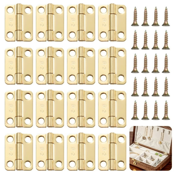 16 PCS Small Hinges for Wooden Box, Stainless Steel, Mini Hinges with 66 Screws, Pre-Drilled and Great for Various Projects, Quality and Rustproof