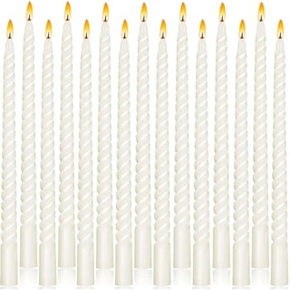 16 PCS Spiral Taper Candles,10 Inch Twisted Taper Candle,Unscented Twisted Candlesticks,Dinner Candles,Dripless Long Candle Sticks for Dinner Party Wedding (White)