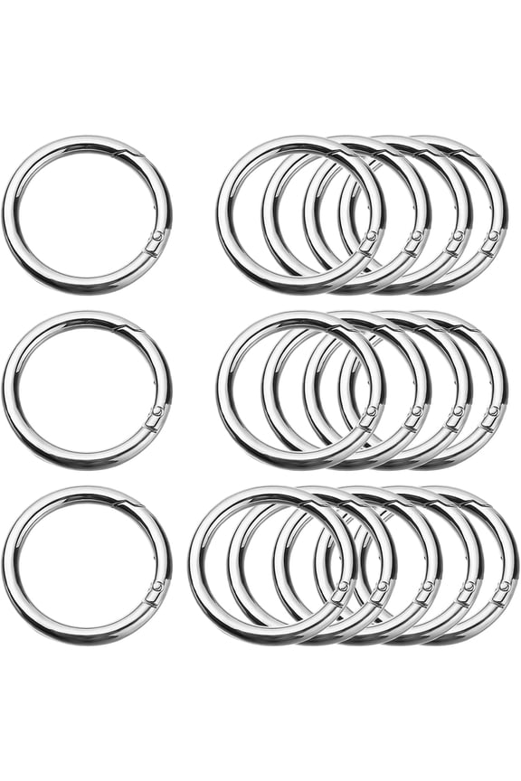 16 PCS Spring O Rings, 40mm Round Carabiner Snap Zinc Alloy Split Ring Silver Spring Snap Clip Hooks Key Ring Clips for Keyrings Bags Purses Handbag Strap DIY Craft