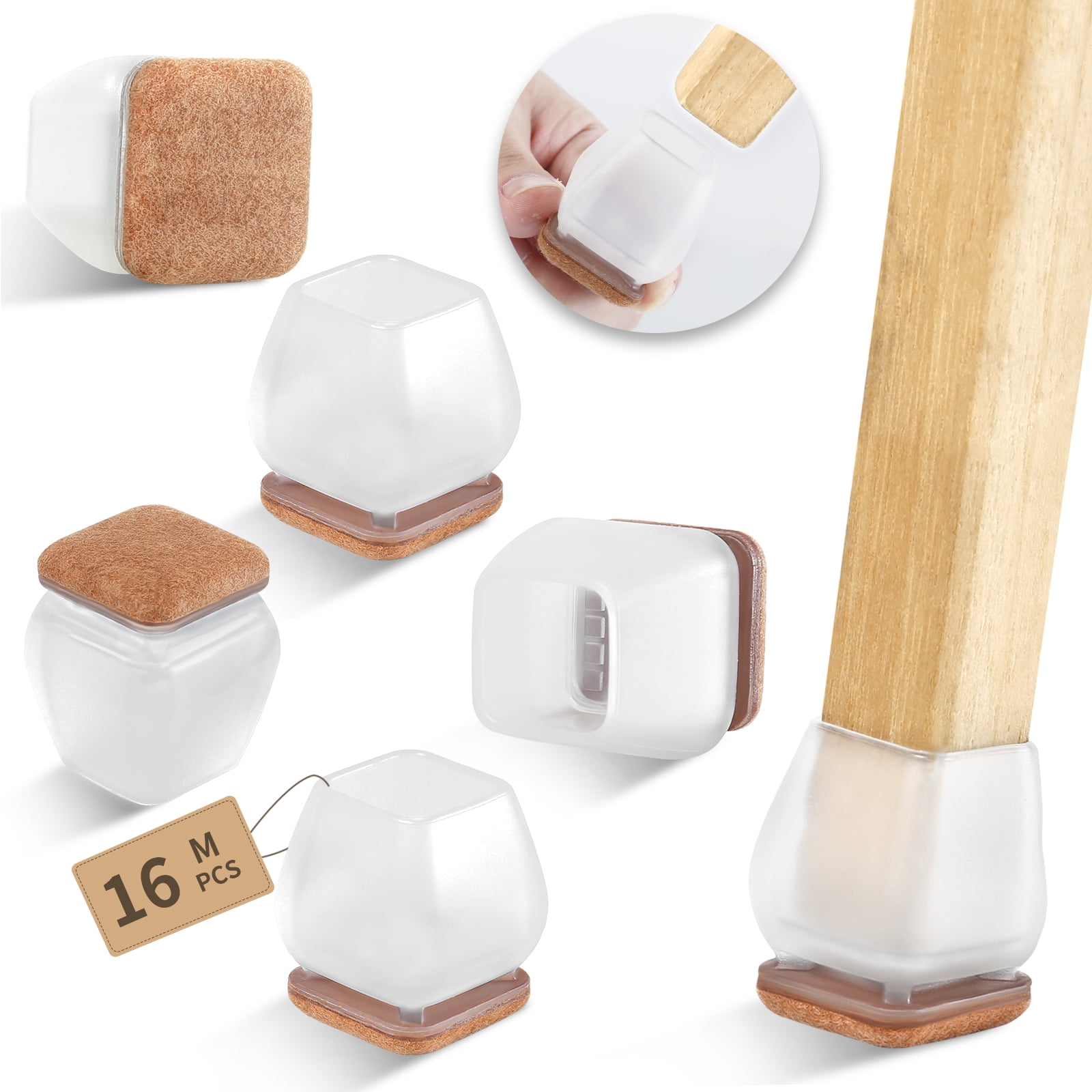 100-Pack Nail-in Chair Leg Protectors - White Nylon Floor Glides For Wood Floors