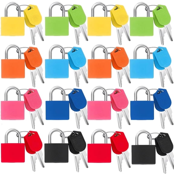 16 PCS Suitcase Locks with Keys,Small Luggage Padlocks Metal Padlock with Key,Multicolor Lock Luggage Locks Mini Keyed Padlock for Backpack Boxes Laptop Bag School Gym Locker,23 mm,8 Colors