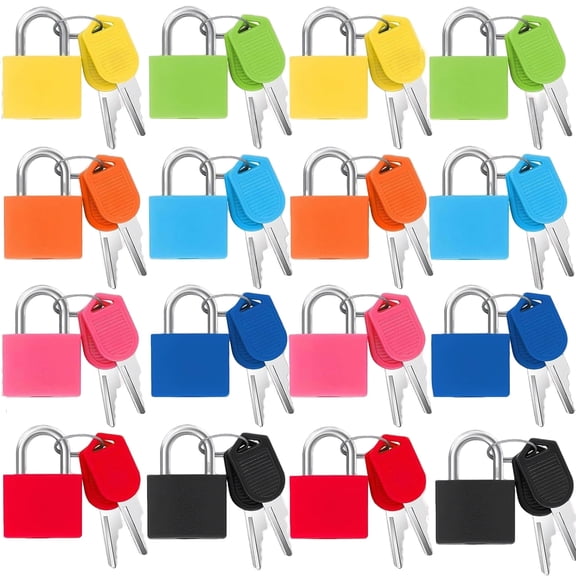 16 PCS Suitcase Locks with Keys,Small Luggage Padlocks Metal Padlock with Key,Multicolor Lock Luggage Locks Mini Keyed Padlock for Backpack Boxes Laptop Bag School Gym Locker,23 mm,8 Colors