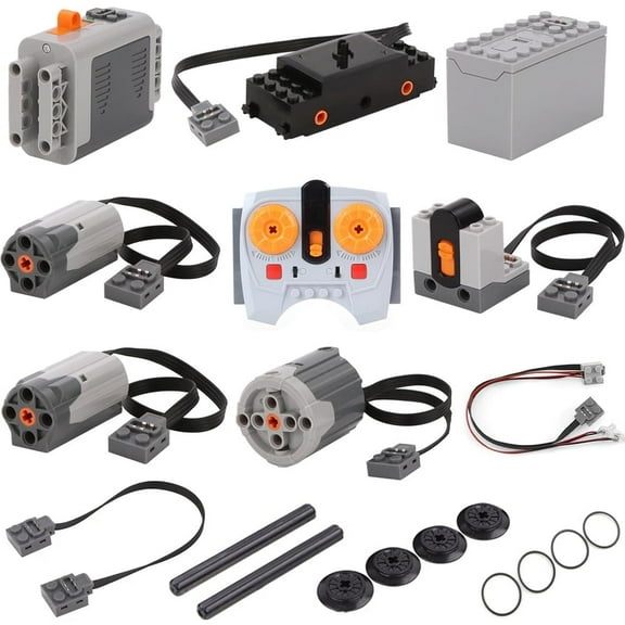 16 PCS Technology Power Function Motor Set Compatible with Lego, with M & XL Motors, Remote Control, IR Receiver, AA Battery Box for STEM Project Moc Building Blocks