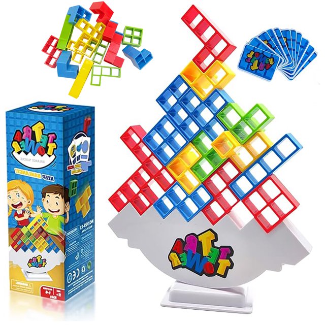 16 PCs Tetra Tower Stacking Game for Kids & Adults, Tetris Tower