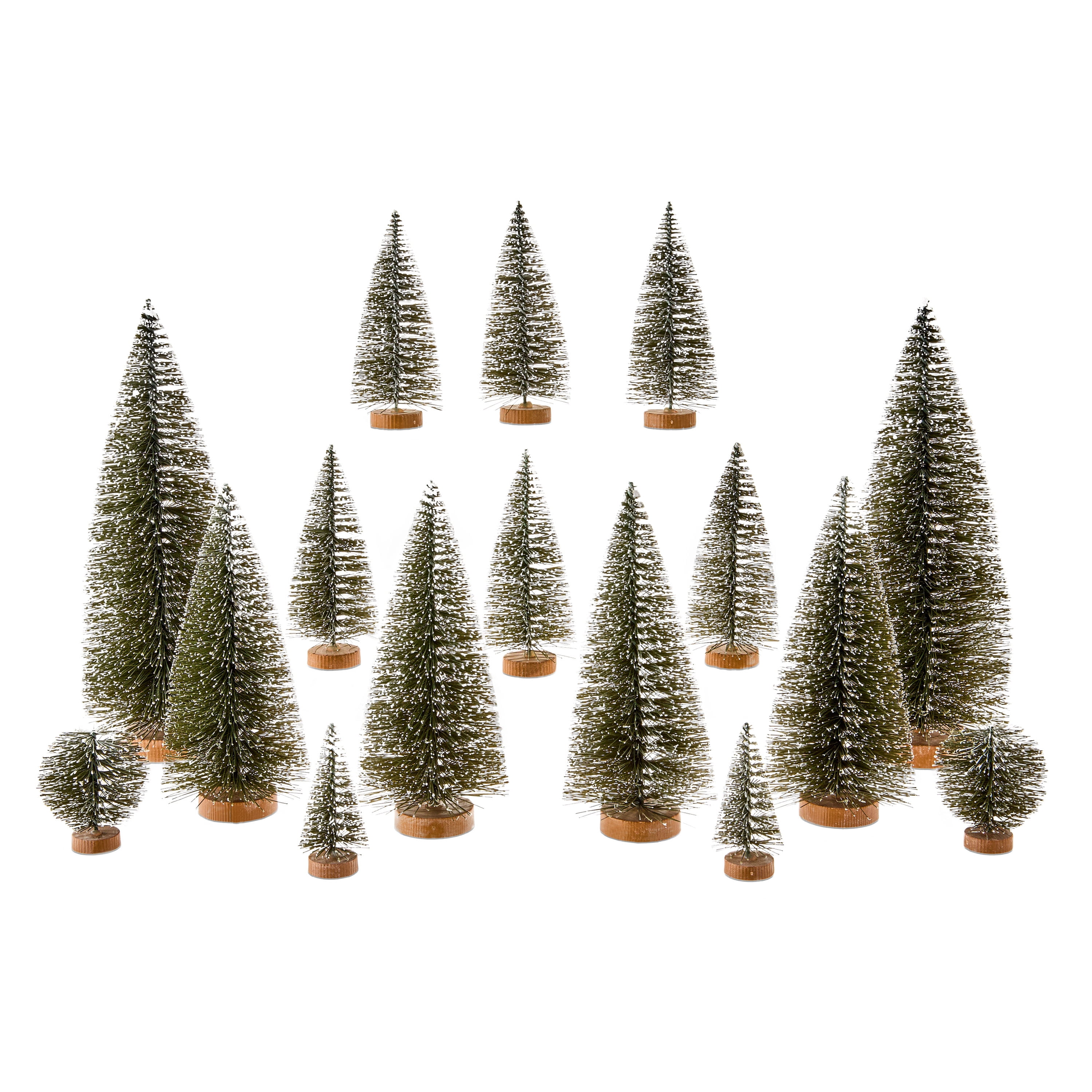 16-Piece Flocked Christmas Village Tree Set, Green, by Holiday Time